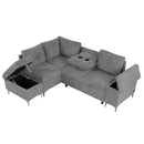 Versatile L Shaped Sofa Bed With Storage, Cup Holders, USB Ports Chenille