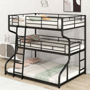 Industrial Triple Bunk Bed With Dual Ladders Frame, Space Saving Design