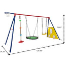 5 In 1 Swing Set With Textilene Swing And Tree Swing Disc Metal Plastic Safe Swing Seat For Outdoor Playground - Blue / Green