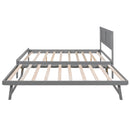 Full Size Platform Bed with Adjustable Trundle,Gray(Old SKU:SM000248AAE)