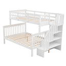 Stairway Twin-Over-Full Bunk Bed with Storage and Guard Rail for Bedroom, White color(OLD SKU :LP000019AAK)