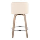 Toriano - Modern Design Fixed Height Counter Stool With Swivel With Round Footrest (Set of 2)