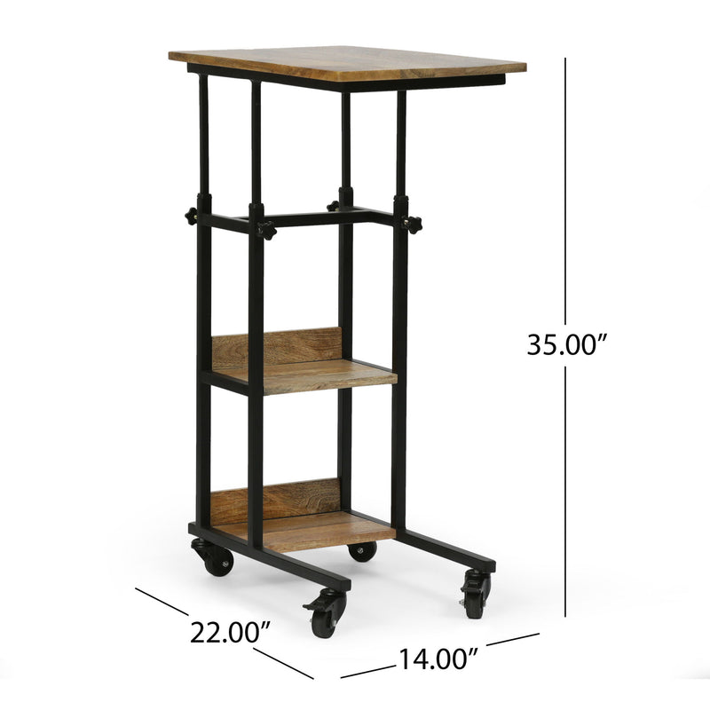 Modern Industrial Bed Laptop Table With C - Shape Design And Adjustable Height - Natural