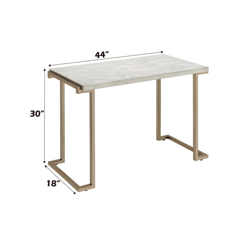 Boice II - Sofa Table - Faux Marble Top & Champagne