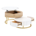 Modern Round Lift-Top Nesting Coffee Tables With 2 Drawers