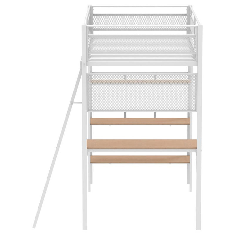 Campus - 3-Shelf Metal Twin Workstation Loft Bed