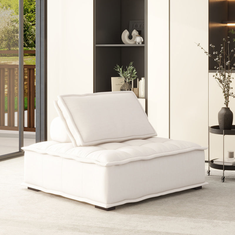 Arwen - Square Modular Pillow Back Lounge Chair - White Beige