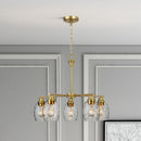 Elegance 5 Lights Linear Arms With Chain Chandelier - Clear / Gold