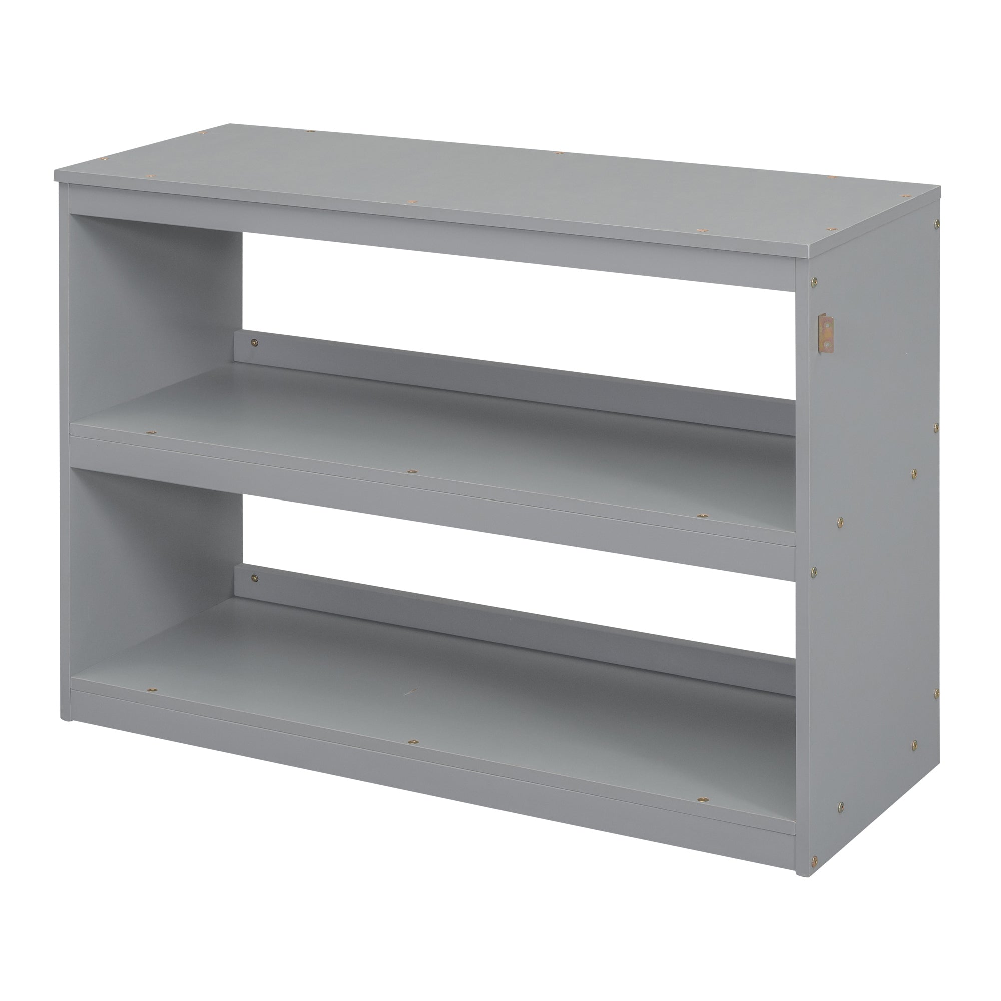 Twin Size Loft Bed with Retractable Writing Desk and 3 Drawers, Wooden Loft Bed with Storage Stairs and Shelves, Gray - Atlantic Fine Furniture Melbourne FL
