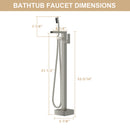 Freestanding Bathtub Faucet Waterfall Tub Filler Floor Mount Solid Brass With Hand Shower - Brushed Nickel
