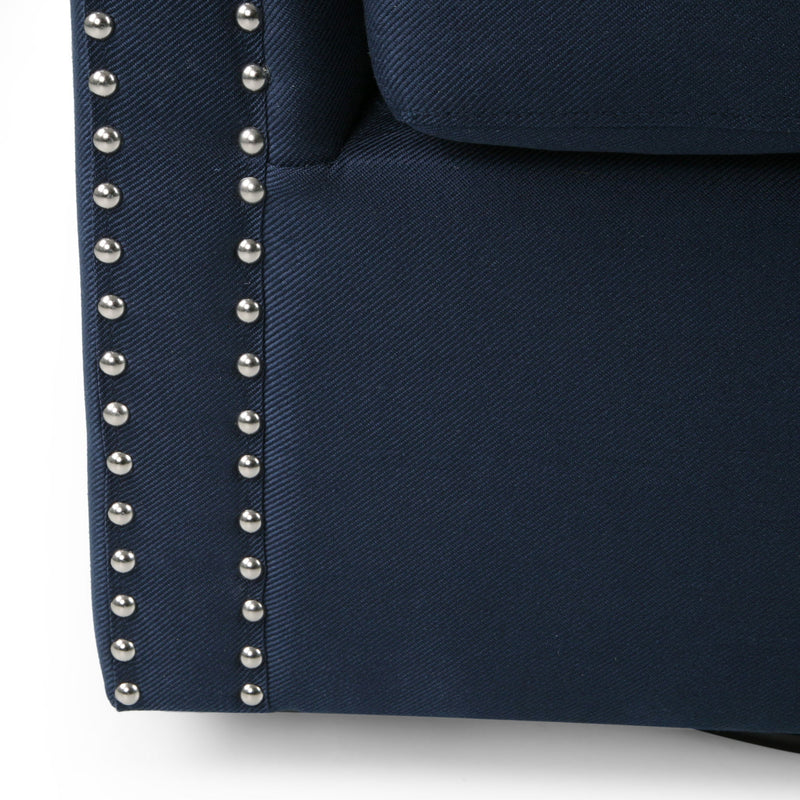 Modern Upholstered Swivel Club Chair With Nailhead Trim