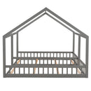 Twin Size House Platform Beds,Two Shared Beds, Gray