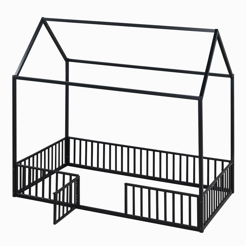 Metal House Bed With Fence And Door