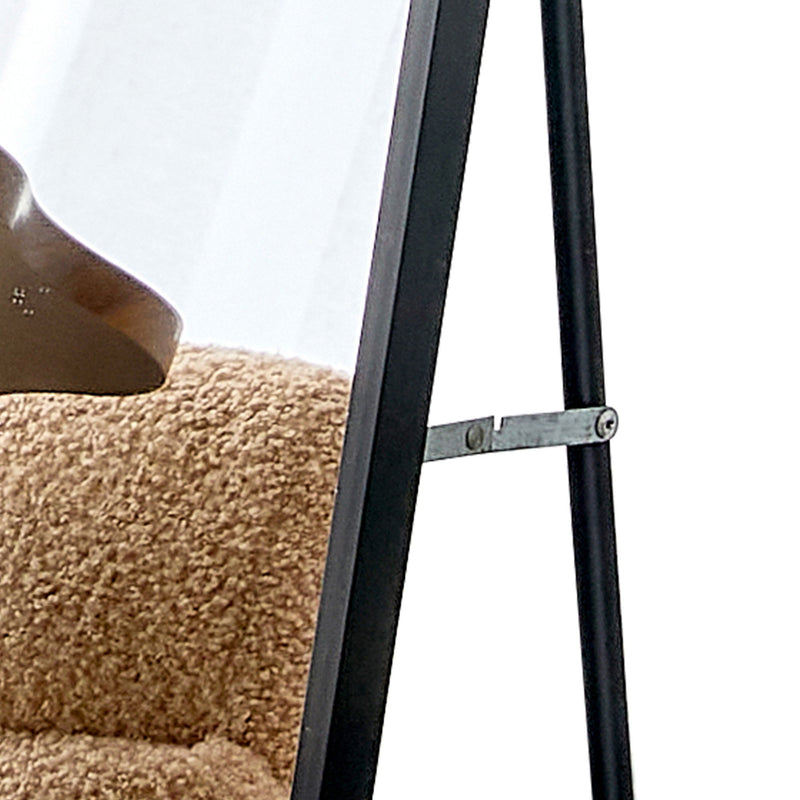 Aluminum Frame Minimalist Mirror, Bathroom Bedroom Wall Mirror, Elevating Contemporary Interiors, Can Be Wall Mounted Or Opened As A Standing Mirror - Black