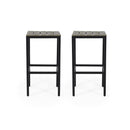 Outdoor Bar Stool With Slat Design And Metal Frame (Set of 2)