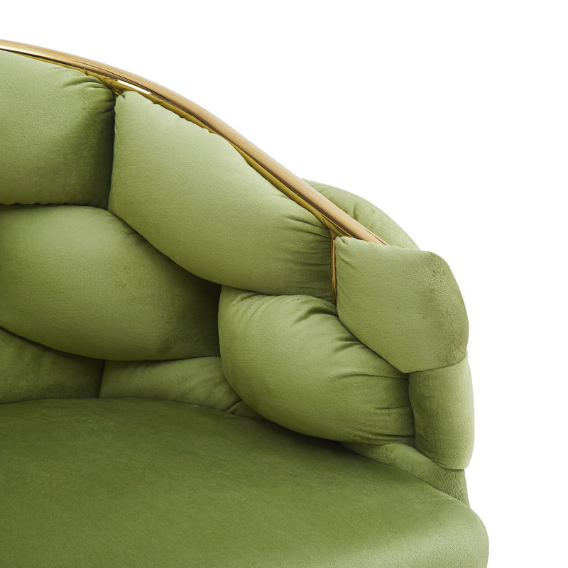 Luxury Handmade Accent Chair (Set of 2) With Gold Legs, Modern Green Velvet Armchair For Living Room And Bedroom - Green