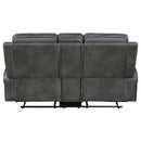 Raelynn - Upholstered Track Arm Motion Loveseat - Gray