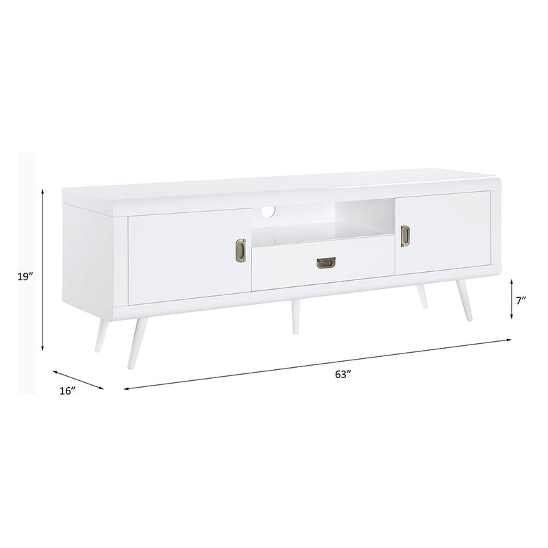 Pagan - TV Stand - White High Gloss Finish - Atlantic Fine Furniture Inc