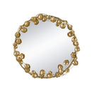 Round Metal Wall Mirror With en Leaf Accents, Modern Decor Mirror For Living Room Entryway Hallway - Gold