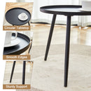 Modern 3 Piece Set, Anti - Spill Round Coffee Table, 2 Rattan Swivel Chairs, Outdoor Patio Furniture For Tea Time - Black / Wood