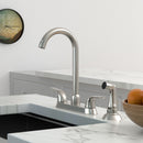 Kitchen Sink Faucet With 2 Handles And Pull Out Side Sprayer, 4 Hole Installation