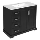 Bathroom Vanity With Sink, Soft Close Doors, Adjustable Shelf & 3 Drawers