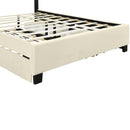 Upholstered Platform Bed With 2 Drawers And 1 Trundle, Classic Strip Headboard Design