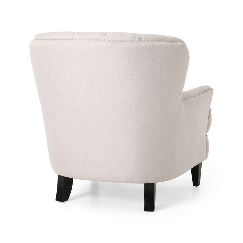 Stylish Club Chair And Ottoman Set With Birch Legs - Wheat