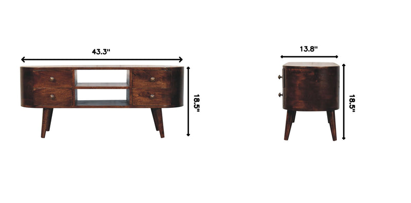 Solid Wood Rounded Entertainment Unit