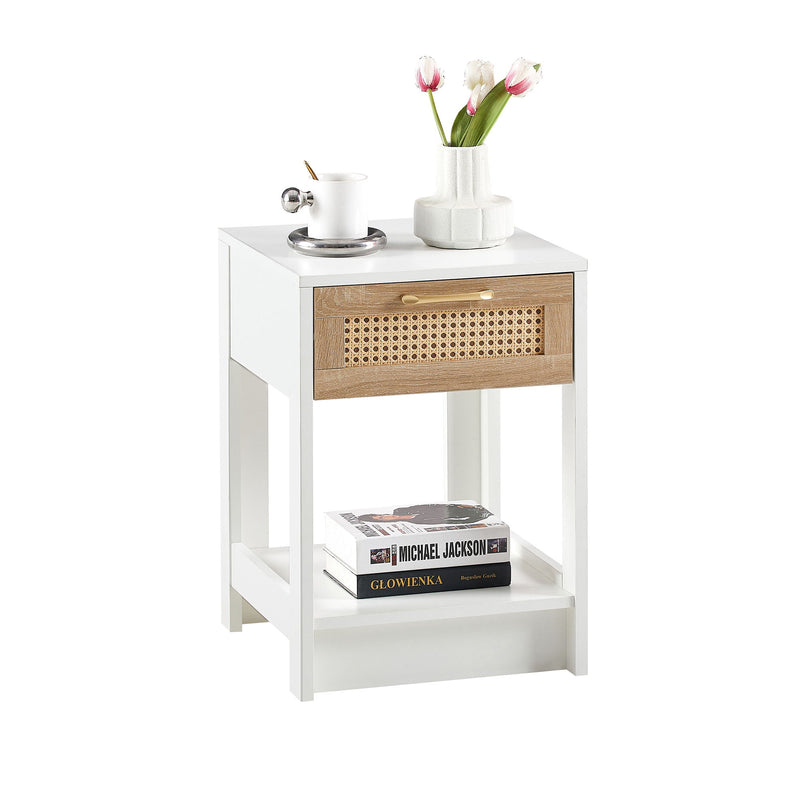 15.75" Rattan End Table With Drawer, Modern Nightstand, Side Table For Living Room, Bedroom