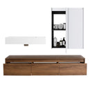 Wall Mounted Bathroom Vanity With Resin Sink And 2 Side Cabinet, 3 Soft Close Drawer - Brown Ebony