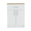 Pantry Organizer Cabinet One Drawer, Two Interior Shelves, Two Doors - White / Light Oak