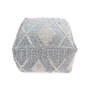 Diamond - Handcrafted Faux Yarn Pouf - Ivory / Gray