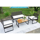 4 Piece Patio Furniture Set With Acacia Wood Table Top And Cushions