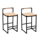 Stylish (Set of 2) Bar Stools With Backrest And Paper Rope Woven Seat, Counter Height Dining Chairs For Kitchen - Natural