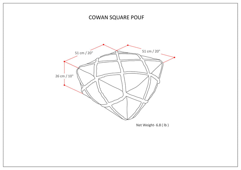 Cowan - Handcrafted Square Pouf