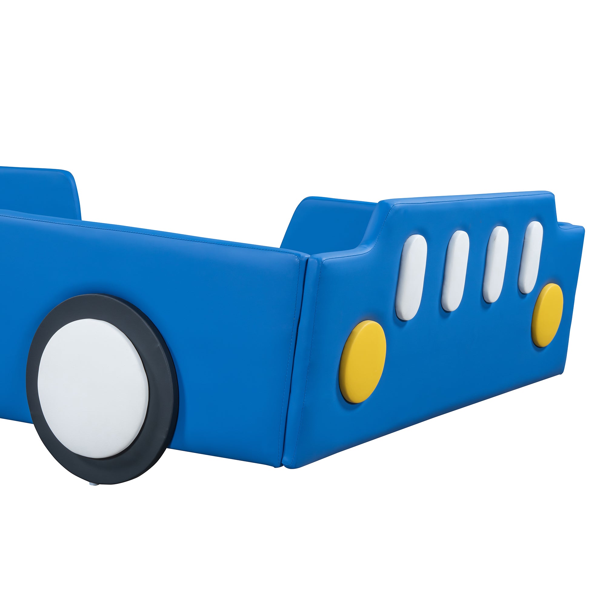 Twin Size Race Car-Shaped Platform Bed with Wheels,Blue - Atlantic Fine Furniture Melbourne FL