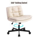 Large Size Swivel Home Office Desk Chair Armless Office Room Chair - Beige