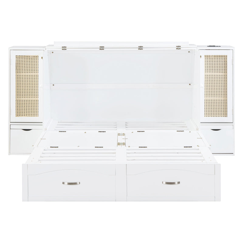 Murphy Wall Bed With Drawer And Rattan Decoration