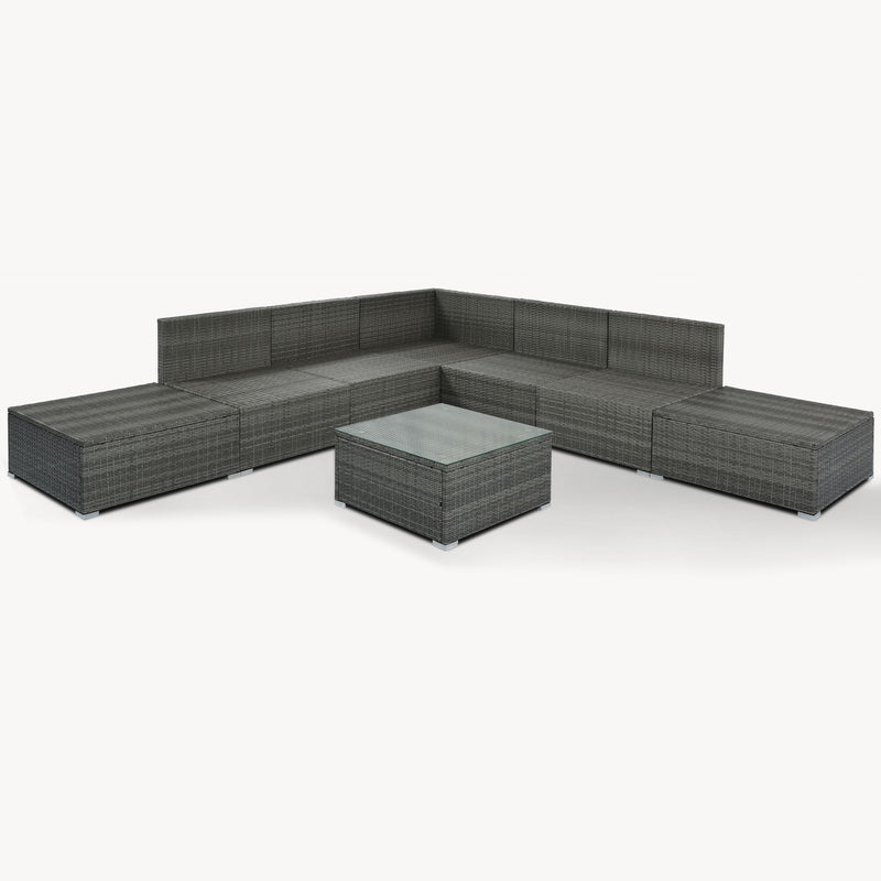8 Pieces Outdoor Patio Furniture Conversation Wicker Sofa Set