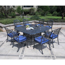Square 8 Person 64" Long Aluminum Dining Set With Cushions