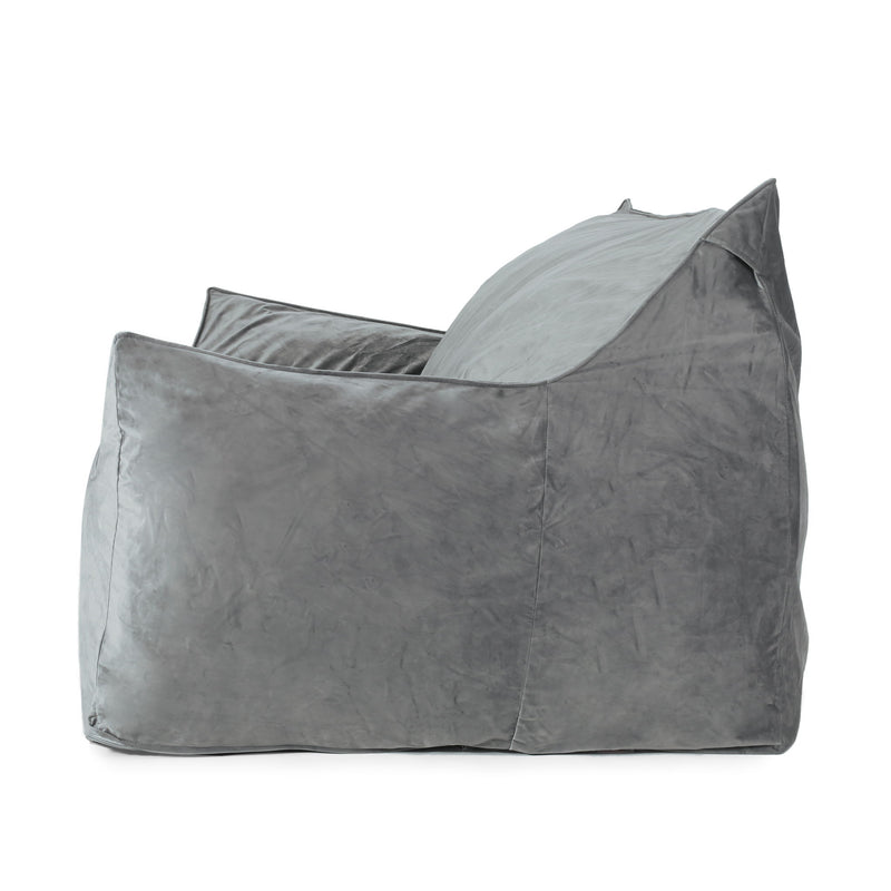 Fila - Velveteen Oversized Seater Bean Bag Chair With Armrests