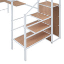 Loft Bed With Desk And Grid, Stylish Frame With Lateral Storage Ladder And Wardrobe