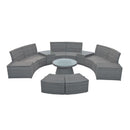 10 Piece Outdoor Sectional Half Round Patio Rattan Sofa Set