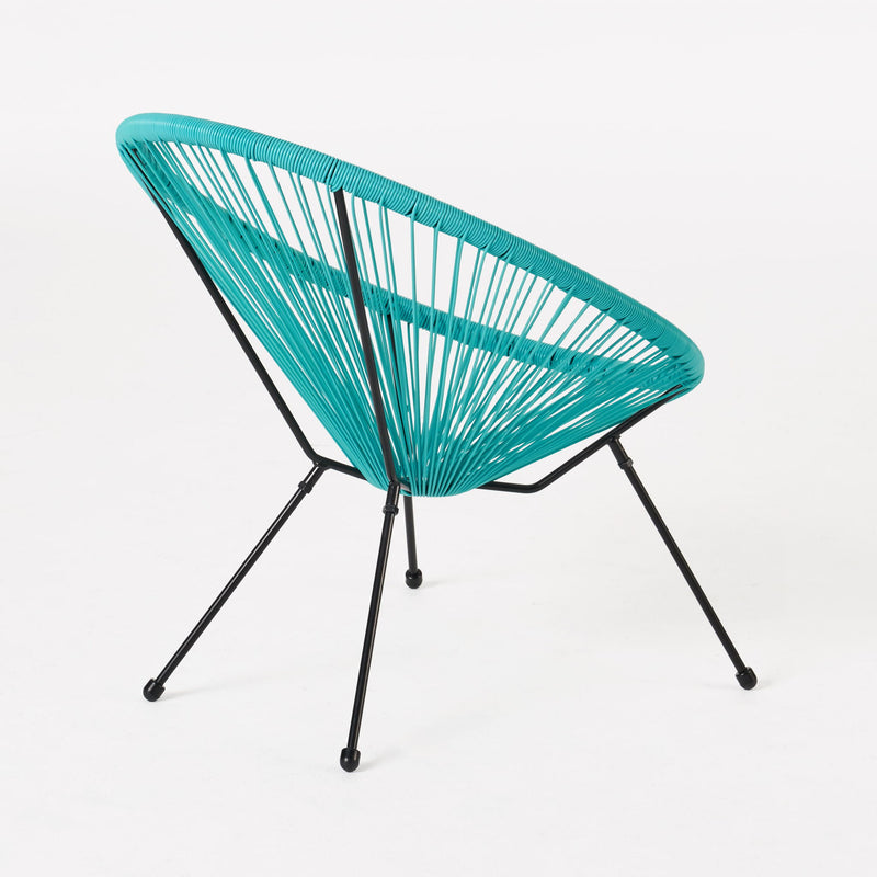Lagoon - Outdoor Faux Rattan Accent Chair With Steel Frame - Teal