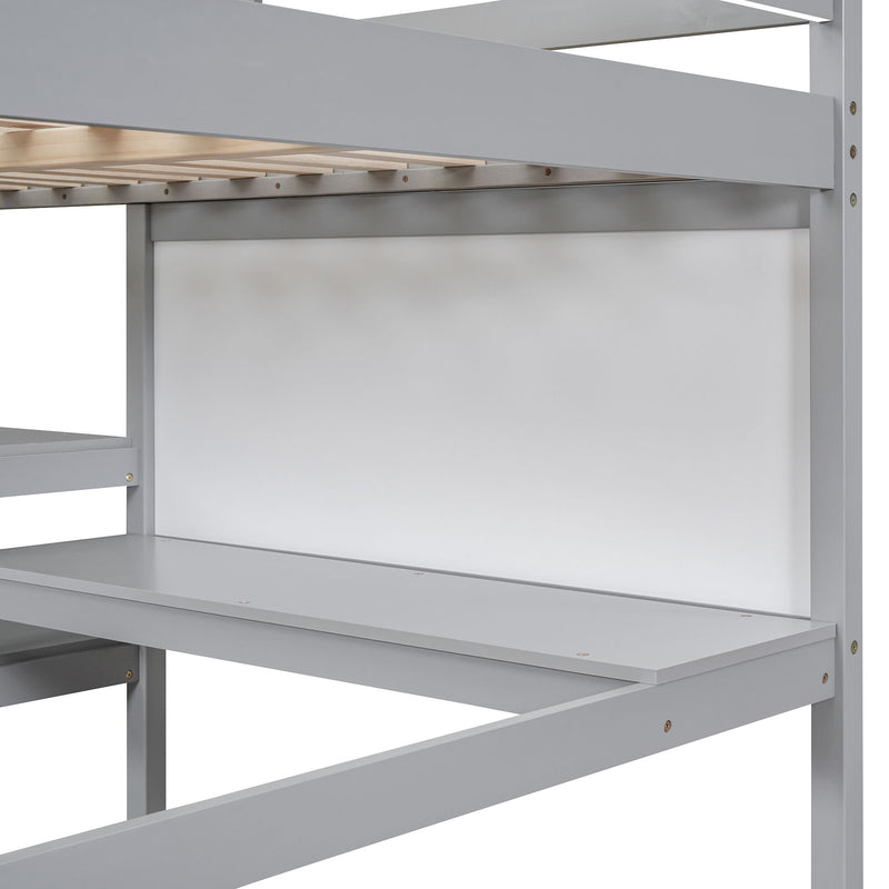 Loft Bed With Shelves, Desk And Writing Board