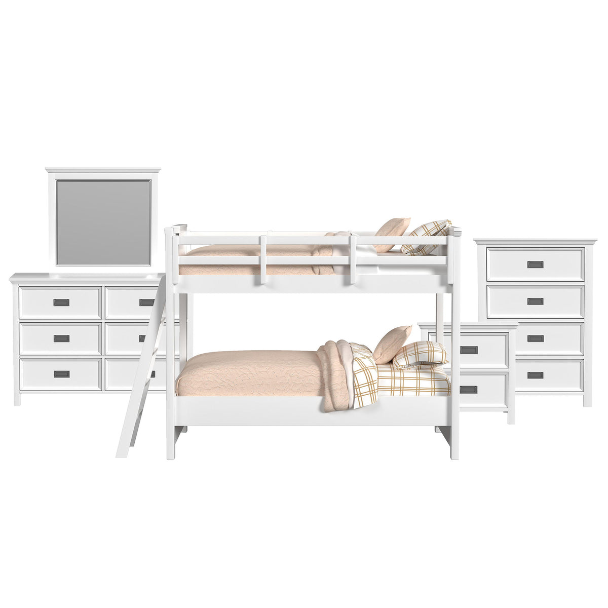 Hampton Kids Bunk With Ladder Bedroom Set in Black by Elements International, view 3