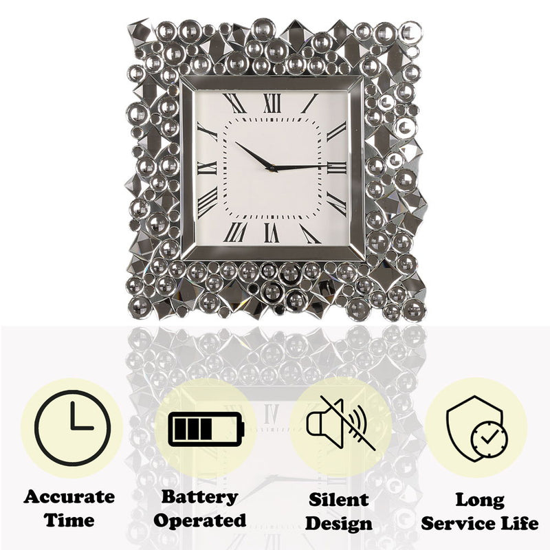 Kachina - 19" Wall Clock - Mirrored & Faux Gems