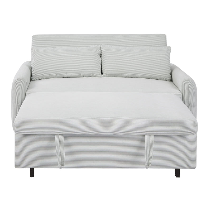 Pull-Out Sofa Bed Convertible Couch 2 Seat Loveseat Sofa Modern Sleeper Sofa With Two Throw Pillows And USB Ports For Living Room