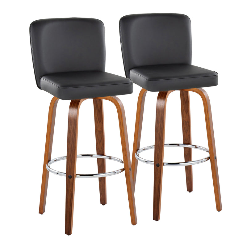 Henry - Contemporary Fixed Height Barstool With Swivel With Round Footrest (Set of 2)